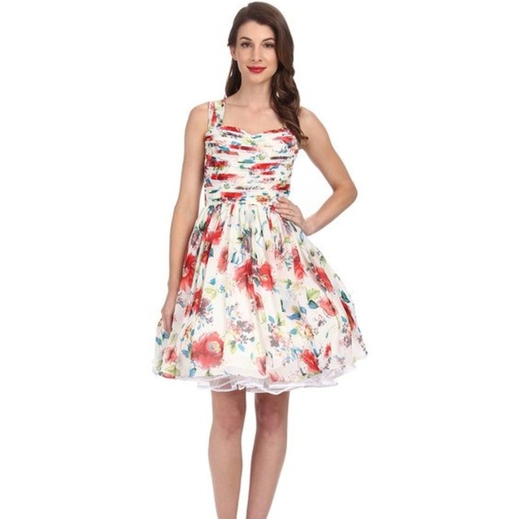 Unique Vintage Dresses & Skirts - Unique Vintage Garden State Dress Ivory Floral